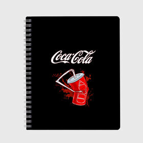 Тетрадь с принтом Coca Cola в Белгороде, 100% бумага | 48 листов, плотность листов — 60 г/м2, плотность картонной обложки — 250 г/м2. Листы скреплены сбоку удобной пружинной спиралью. Уголки страниц и обложки скругленные. Цвет линий — светло-серый
 | Тематика изображения на принте: coca cola | газировка | кола | лето | лимонад | свежесть | стакан