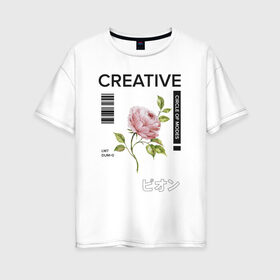 Женская футболка хлопок Oversize с принтом CREATIVE в Белгороде, 100% хлопок | свободный крой, круглый ворот, спущенный рукав, длина до линии бедер
 | 2020 | абстракция | граффити | стиль | тренд | уличный стиль | урбан
