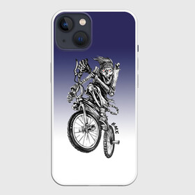 Чехол для iPhone 13 с принтом BMX в Белгороде,  |  | bike | bmx | bones | eyes | jaw | skeleton | skull | sport | велосипед | кости | пасть | скелет | спорт | череп