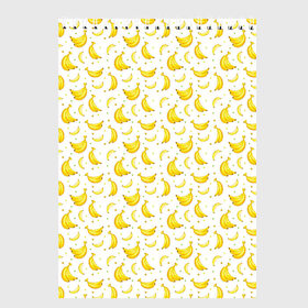 Скетчбук с принтом Банановый рай в Белгороде, 100% бумага
 | 48 листов, плотность листов — 100 г/м2, плотность картонной обложки — 250 г/м2. Листы скреплены сверху удобной пружинной спиралью | bananas | circle | fruit | pattern | бананы | кружок | узор | фрукт