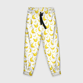 Детские брюки 3D с принтом Банановый рай в Белгороде, 100% полиэстер | манжеты по низу, эластичный пояс регулируется шнурком, по бокам два кармана без застежек, внутренняя часть кармана из мелкой сетки | bananas | circle | fruit | pattern | бананы | кружок | узор | фрукт