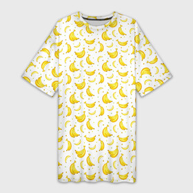 Платье-футболка 3D с принтом Банановый рай в Белгороде,  |  | Тематика изображения на принте: bananas | circle | fruit | pattern | бананы | кружок | узор | фрукт
