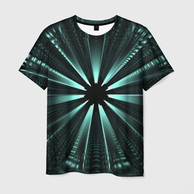 Мужская футболка 3D с принтом фантастический туннель в Белгороде, 100% полиэфир | прямой крой, круглый вырез горловины, длина до линии бедер | Тематика изображения на принте: градиент | дыра | иллюзия | корридор | лучи | сквозь | туннель | фантастика | фантастический туннель