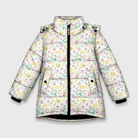 Зимняя куртка для девочек 3D с принтом Овощной микс в Белгороде, ткань верха — 100% полиэстер; подклад — 100% полиэстер, утеплитель — 100% полиэстер. | длина ниже бедра, удлиненная спинка, воротник стойка и отстегивающийся капюшон. Есть боковые карманы с листочкой на кнопках, утяжки по низу изделия и внутренний карман на молнии. 

Предусмотрены светоотражающий принт на спинке, радужный светоотражающий элемент на пуллере молнии и на резинке для утяжки. | apple | avocado | broccoli | cheese | eggplant | fruits | lemon | onion | orange | plum | potato | radish | strawberry | turnip | vegetables | авокадо | апельсин | баклажан | брокколи | картошка | клубника | лимон | лук | овощи | редис | репа | слива | сы
