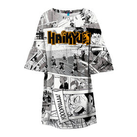 Детское платье 3D с принтом Haikyu в Белгороде, 100% полиэстер | прямой силуэт, чуть расширенный к низу. Круглая горловина, на рукавах — воланы | haikyu | аниме | волейбол | манга | спортивная | фурудатэ | харуити