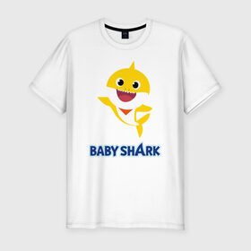 Мужская футболка хлопок Slim с принтом Baby Shark Рисунок на спине в Белгороде, 92% хлопок, 8% лайкра | приталенный силуэт, круглый вырез ворота, длина до линии бедра, короткий рукав | 