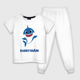 Детская пижама хлопок с принтом Baby Shark Daddy в Белгороде, 100% хлопок |  брюки и футболка прямого кроя, без карманов, на брюках мягкая резинка на поясе и по низу штанин
 | Тематика изображения на принте: 