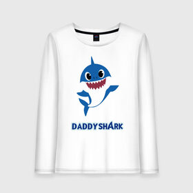 Женский лонгслив хлопок с принтом Baby Shark Daddy в Белгороде, 100% хлопок |  | Тематика изображения на принте: 