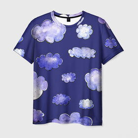 Мужская футболка 3D с принтом ОБЛАКА в Белгороде, 100% полиэфир | прямой крой, круглый вырез горловины, длина до линии бедер | голубое небо | красивые облака | небо | облака | рисованные облака