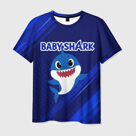 Мужская футболка 3D с принтом BABY SHARK \ БЭБИ ШАРК. в Белгороде, 100% полиэфир | прямой крой, круглый вырез горловины, длина до линии бедер | baby shark | babysharkchallenge | shark | акула baby shark | акуленок | аула | бэби шарк | песня