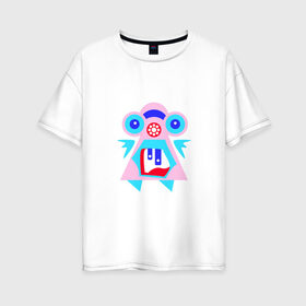 Женская футболка хлопок Oversize с принтом Ангельский монстрик вар2 в Белгороде, 100% хлопок | свободный крой, круглый ворот, спущенный рукав, длина до линии бедер
 | abstract | angel | character | geometric | monster