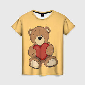Женская футболка 3D с принтом Мишка Тедди в Белгороде, 100% полиэфир ( синтетическое хлопкоподобное полотно) | прямой крой, круглый вырез горловины, длина до линии бедер | игрушка | игрушки | медведь | миша | мишкатедди | мягкаяигрушка | тедди