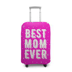 Чехол для чемодана 3D с принтом Лучшая мама в Белгороде, 86% полиэфир, 14% спандекс | двустороннее нанесение принта, прорези для ручек и колес | best | ever | mom | звезды | лучшая | мама | розовый | снежинки | фуксия | ярко