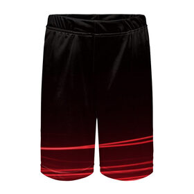 Детские спортивные шорты 3D с принтом Красное и Черное в Белгороде,  100% полиэстер
 | пояс оформлен широкой мягкой резинкой, ткань тянется
 | Тематика изображения на принте: красный цвет | линия | неон | свет | текстура | черный и красный