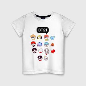 Детская футболка хлопок с принтом BTS / BT21 в Белгороде, 100% хлопок | круглый вырез горловины, полуприлегающий силуэт, длина до линии бедер | bangtan sonyeondan | bts | bts love. | kpop | битиэс | бтс | кпоп | фанфик бтс | чон чонгук