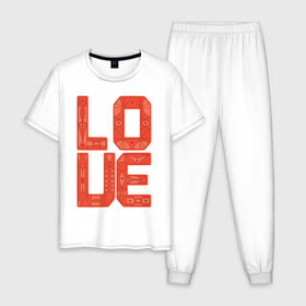 Мужская пижама хлопок с принтом Love в Белгороде, 100% хлопок | брюки и футболка прямого кроя, без карманов, на брюках мягкая резинка на поясе и по низу штанин
 | love | любовь | надпись | узор