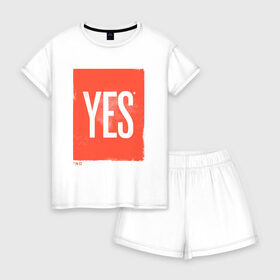 Женская пижама с шортиками хлопок с принтом Yes-No в Белгороде, 100% хлопок | футболка прямого кроя, шорты свободные с широкой мягкой резинкой | no | yes | да | надпись | нет | со звездочкой