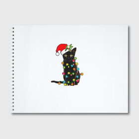 Альбом для рисования с принтом Новогодний кот в Белгороде, 100% бумага
 | матовая бумага, плотность 200 мг. | 2021 | белка | гирлянда | год быка | дед мороз | елка | енот | кот | котик | лиса | маска | неон | новогодний кот | новогодняя | новый год | олень | праздник | радуга | рождество | с новым годом | санта