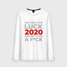 Мужской лонгслив хлопок с принтом 2020 Pray For Luck в Белгороде, 100% хлопок |  | 2020 | 2021 | coronavirus | covid | covid 19 | covid19 | new year | вирус | год | грипп | дед мороз | заражение | зима | карантин | клаус | корона | коронавирус | маска | новый год | пандемия | праздник | самоизоляция | санта