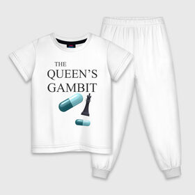 Детская пижама хлопок с принтом the queens gambit в Белгороде, 100% хлопок |  брюки и футболка прямого кроя, без карманов, на брюках мягкая резинка на поясе и по низу штанин
 | Тематика изображения на принте: the queens gambit | нетфликс | сериал | ход королевы