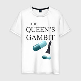 Мужская футболка хлопок с принтом the queens gambit в Белгороде, 100% хлопок | прямой крой, круглый вырез горловины, длина до линии бедер, слегка спущенное плечо. | the queens gambit | нетфликс | сериал | ход королевы