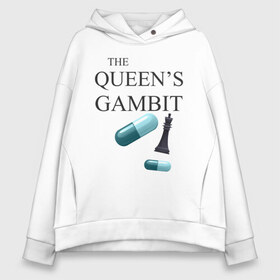 Женское худи Oversize хлопок с принтом the queens gambit в Белгороде, френч-терри — 70% хлопок, 30% полиэстер. Мягкий теплый начес внутри —100% хлопок | боковые карманы, эластичные манжеты и нижняя кромка, капюшон на магнитной кнопке | the queens gambit | нетфликс | сериал | ход королевы