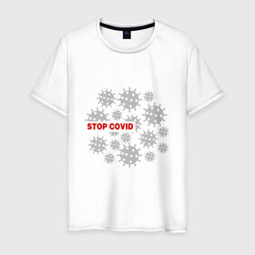 Мужская футболка хлопок с принтом Stop Covid в Белгороде, 100% хлопок | прямой крой, круглый вырез горловины, длина до линии бедер, слегка спущенное плечо. | 2020 | 2021 | coronavirus | covid 19 | covid19 | virus | болезнь | больница | вирус | год | грипп | заражение | инфекция | карантин | китай | корона | коронавирус | маска | пандемия | самоизоляция | температура | эпидемия
