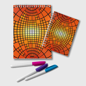 Блокнот с принтом Сфера в Белгороде, 100% бумага | 48 листов, плотность листов — 60 г/м2, плотность картонной обложки — 250 г/м2. Листы скреплены удобной пружинной спиралью. Цвет линий — светло-серый
 | квадраты | красный | оранжевый | текстура | шар
