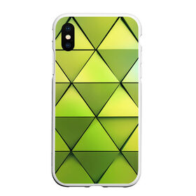 Чехол для iPhone XS Max матовый с принтом Зелёные треугольники в Белгороде, Силикон | Область печати: задняя сторона чехла, без боковых панелей | геометрия | зелёный | текстура | треугольники | фигуры