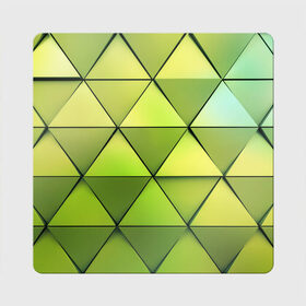 Магнит виниловый Квадрат с принтом Зелёные треугольники в Белгороде, полимерный материал с магнитным слоем | размер 9*9 см, закругленные углы | геометрия | зелёный | текстура | треугольники | фигуры