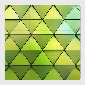 Магнитный плакат 3Х3 с принтом Зелёные треугольники в Белгороде, Полимерный материал с магнитным слоем | 9 деталей размером 9*9 см | геометрия | зелёный | текстура | треугольники | фигуры