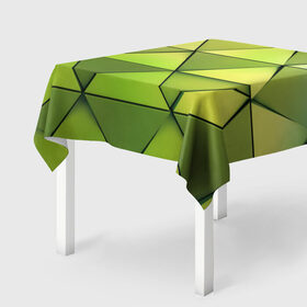 Скатерть 3D с принтом Зелёные треугольники в Белгороде, 100% полиэстер (ткань не мнется и не растягивается) | Размер: 150*150 см | геометрия | зелёный | текстура | треугольники | фигуры