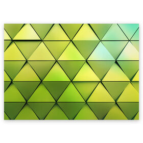 Поздравительная открытка с принтом Зелёные треугольники в Белгороде, 100% бумага | плотность бумаги 280 г/м2, матовая, на обратной стороне линовка и место для марки
 | геометрия | зелёный | текстура | треугольники | фигуры