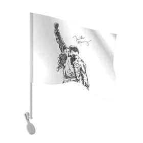 Флаг для автомобиля с принтом Freddie Mercury в Белгороде, 100% полиэстер | Размер: 30*21 см | freddie mercury | queen | автограф | квин | фредди меркьюри