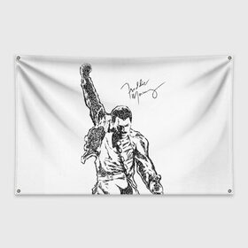 Флаг-баннер с принтом Freddie Mercury в Белгороде, 100% полиэстер | размер 67 х 109 см, плотность ткани — 95 г/м2; по краям флага есть четыре люверса для крепления | freddie mercury | queen | автограф | квин | фредди меркьюри