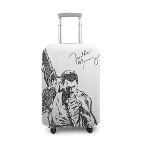 Чехол для чемодана 3D с принтом Freddie Mercury в Белгороде, 86% полиэфир, 14% спандекс | двустороннее нанесение принта, прорези для ручек и колес | freddie mercury | queen | автограф | квин | фредди меркьюри