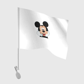 Флаг для автомобиля с принтом Футболка с Микки Маусом в Белгороде, 100% полиэстер | Размер: 30*21 см | disney | белая футболка