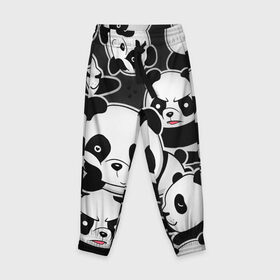 Детские брюки 3D с принтом Смешные панды в Белгороде, 100% полиэстер | манжеты по низу, эластичный пояс регулируется шнурком, по бокам два кармана без застежек, внутренняя часть кармана из мелкой сетки | животные | медведи | мишки | мультяшки | смешные панды