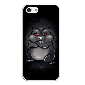 Чехол для iPhone 5/5S матовый с принтом HAMSTER в Белгороде, Силикон | Область печати: задняя сторона чехла, без боковых панелей | злое животное | злой хомяк | красные глаза | мышка | хомяк