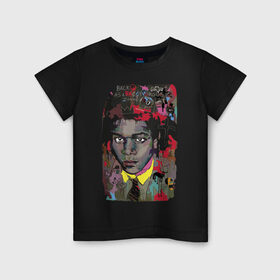 Детская футболка хлопок с принтом Jean Michel Basquiat в Белгороде, 100% хлопок | круглый вырез горловины, полуприлегающий силуэт, длина до линии бедер | art | eyes | guy | jean michel basquiat | глаза | жан мишель баския | искусство | парень