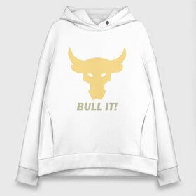 Женское худи Oversize хлопок с принтом Bull It в Белгороде, френч-терри — 70% хлопок, 30% полиэстер. Мягкий теплый начес внутри —100% хлопок | боковые карманы, эластичные манжеты и нижняя кромка, капюшон на магнитной кнопке | 2020 | 2021 | bull | bulls | claus | cow | ox | santa | буйвол | бычок | год быка | дед мороз | деревня | животные | зима | корова | коррида | матадор | новый год | праздник | рог | рога | рогатый | санта клаус | символ | скот