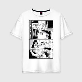 Женская футболка хлопок Oversize с принтом Карате в Белгороде, 100% хлопок | свободный крой, круглый ворот, спущенный рукав, длина до линии бедер
 | графика | карате | комикс | манга | япония