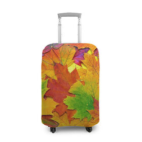 Чехол для чемодана 3D с принтом Осенние листья в Белгороде, 86% полиэфир, 14% спандекс | двустороннее нанесение принта, прорези для ручек и колес | клён | краски | листья | осень | радуга | разноцветный | яркая
