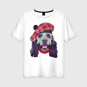 Женская футболка хлопок Oversize с принтом Мисьё в Белгороде, 100% хлопок | свободный крой, круглый ворот, спущенный рукав, длина до линии бедер
 | art | арт | графика | животные | собаки