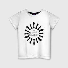 Детская футболка хлопок с принтом ход королевы в Белгороде, 100% хлопок | круглый вырез горловины, полуприлегающий силуэт, длина до линии бедер | the queens gambit | нетфликс | сериал | ход королевы