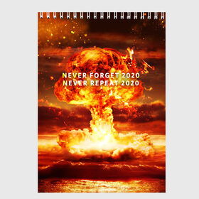 Скетчбук с принтом Never forget 2020 в Белгороде, 100% бумага
 | 48 листов, плотность листов — 100 г/м2, плотность картонной обложки — 250 г/м2. Листы скреплены сверху удобной пружинной спиралью | Тематика изображения на принте: 2020 | never forget | взрыв | огонь | ядерный гриб