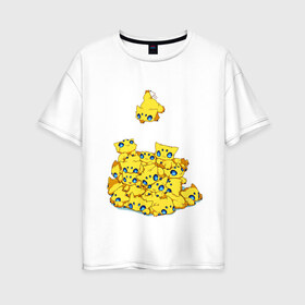 Женская футболка хлопок Oversize с принтом Покемон Joltik в Белгороде, 100% хлопок | свободный крой, круглый ворот, спущенный рукав, длина до линии бедер
 | cute | joltik | джолтик | желтый | насекомое | нинтендо | паук