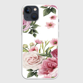 Чехол для iPhone 13 с принтом Розовые розы в Белгороде,  |  | pink | rose | букет | розовое настроение | цветы