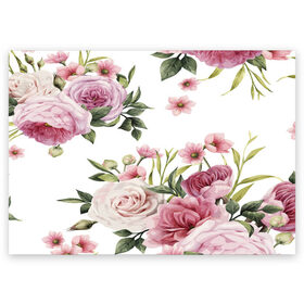 Поздравительная открытка с принтом Розовые розы в Белгороде, 100% бумага | плотность бумаги 280 г/м2, матовая, на обратной стороне линовка и место для марки
 | Тематика изображения на принте: pink | rose | букет | розовое настроение | цветы