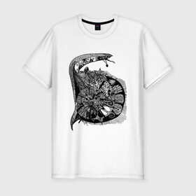 Мужская футболка хлопок Slim с принтом Улитка в Белгороде, 92% хлопок, 8% лайкра | приталенный силуэт, круглый вырез ворота, длина до линии бедра, короткий рукав | snail | буква 